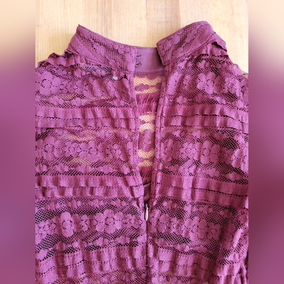 Reece Burgundy Lace Long Sleeve Bodycon Dress, XS - Picture 7 of 10